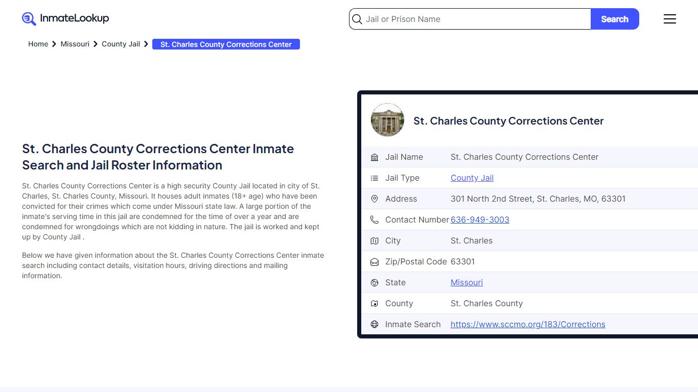 St. Charles County Corrections Center Inmate Search, Jail Roster ...