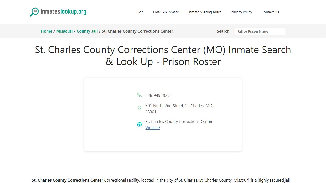 St. Charles County Corrections Center (MO) Inmate Search & Look Up ...